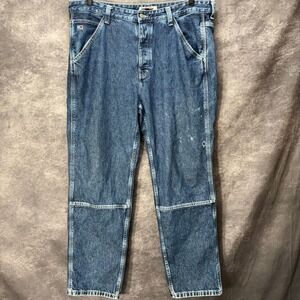 VTG Y2K Tommy Hilfiger Baggy Skater Jeans Mens 36x31 Dark Wash Flap Pockets Rave